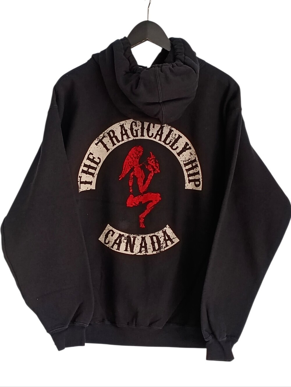 VTG Y2K The Tragically Hip ALSTYLE Double Sided Zip Hoodie Black Size L